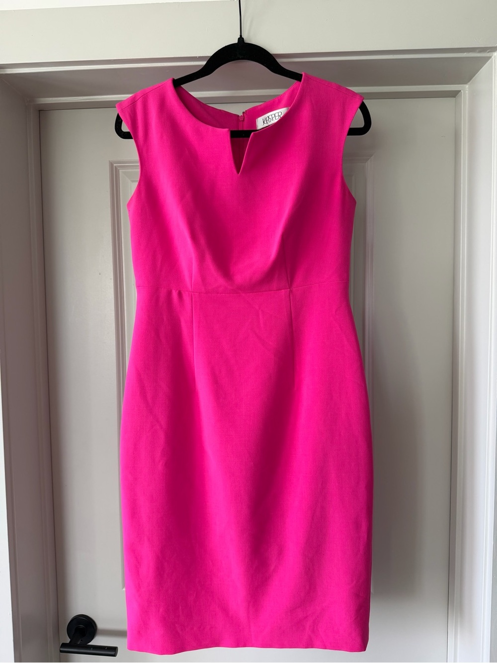 Kasper Bright Pink Cap-Sleeve Sheath Midi Dress - Picture 4 of 16